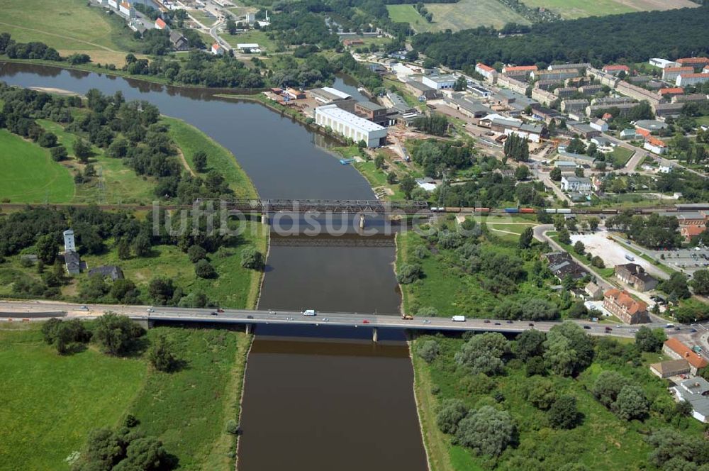 Dessau von oben - Blick auf verschiedene Brückenbauwerke an der Baustelle zum Ausbau der B184 zwischen Dessau und Roßlau in Sachsen-Anhalt