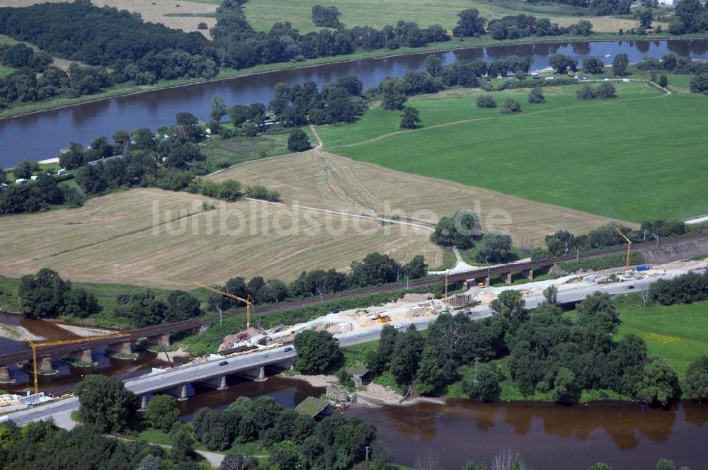 Luftbild Dessau - Blick auf verschiedene Brückenbauwerke an der Baustelle zum Ausbau der B184 zwischen Dessau und Roßlau in Sachsen-Anhalt