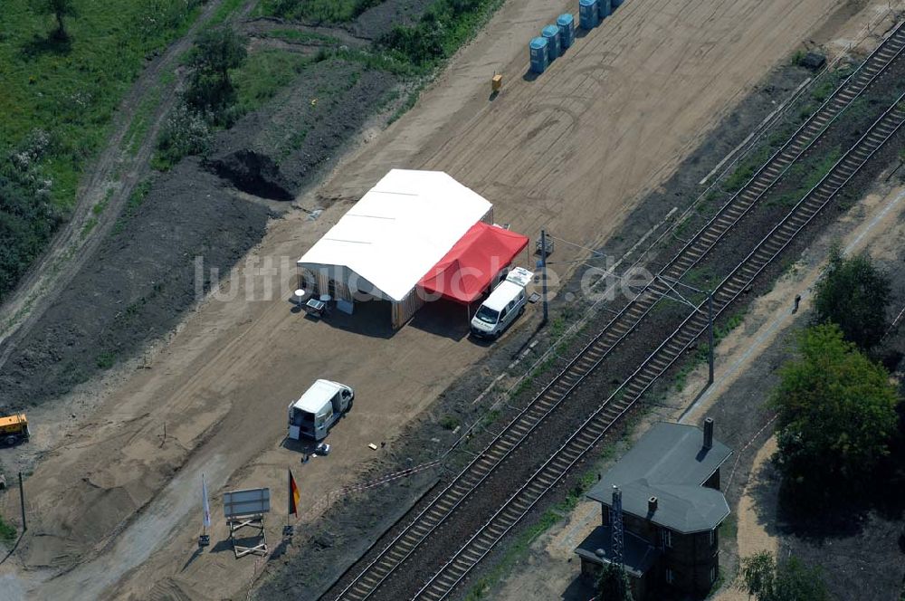 Luftaufnahme Dessau - Blick auf verschiedene Brückenbauwerke an der Baustelle zum Ausbau der B184 zwischen Dessau und Roßlau in Sachsen-Anhalt