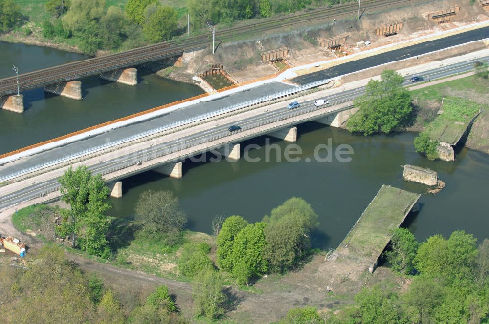 Luftaufnahme Roßlau - Blick auf verschiedene Brückenbauwerke an der Baustelle zum Ausbau der B184 zwischen Dessau und Roßlau in Sachsen-Anhalt