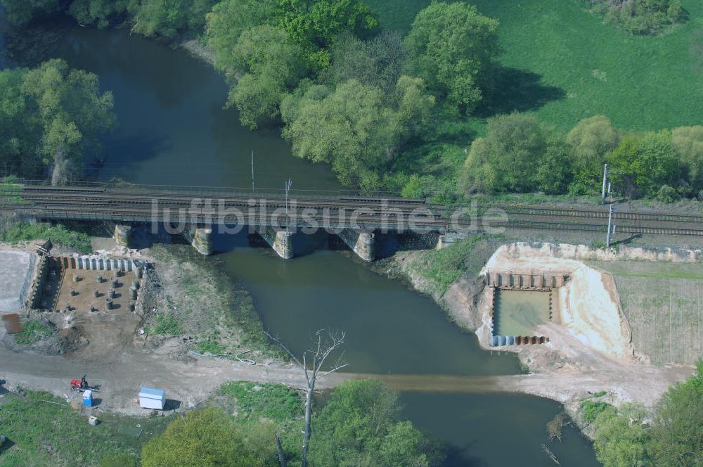 Luftaufnahme Roßlau - Blick auf verschiedene Brückenbauwerke an der Baustelle zum Ausbau der B184 zwischen Dessau und Roßlau in Sachsen-Anhalt