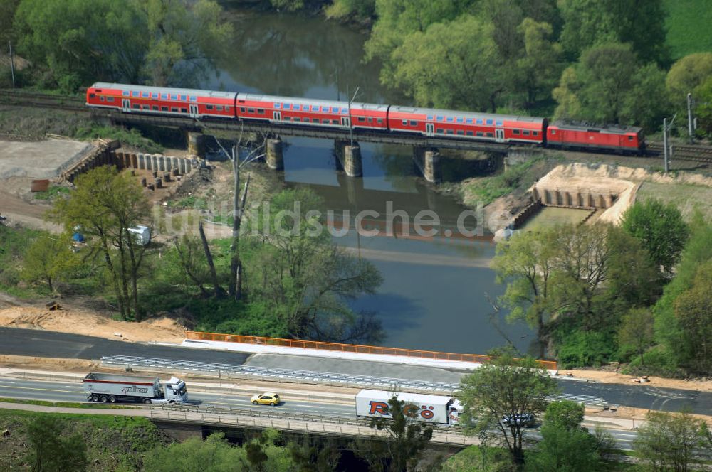 Luftbild Roßlau - Blick auf verschiedene Brückenbauwerke an der Baustelle zum Ausbau der B184 zwischen Dessau und Roßlau in Sachsen-Anhalt