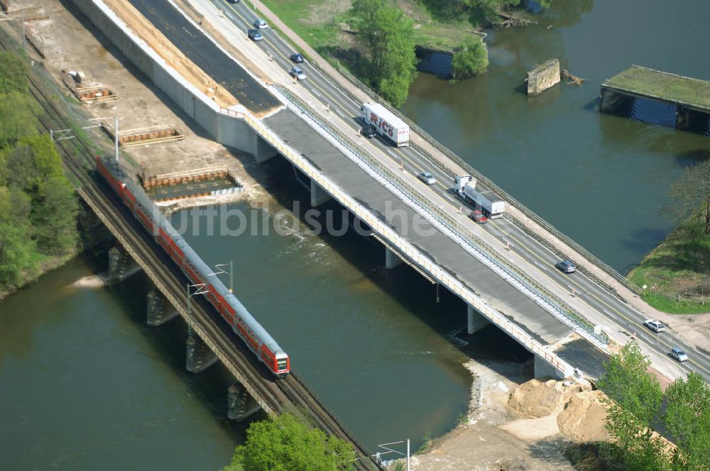 Luftaufnahme Roßlau - Blick auf verschiedene Brückenbauwerke an der Baustelle zum Ausbau der B184 zwischen Dessau und Roßlau in Sachsen-Anhalt