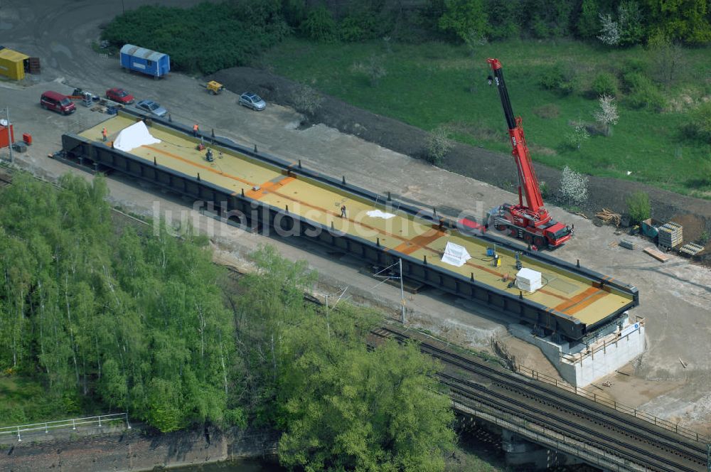 Luftbild Roßlau - Blick auf verschiedene Brückenbauwerke an der Baustelle zum Ausbau der B184 zwischen Dessau und Roßlau in Sachsen-Anhalt