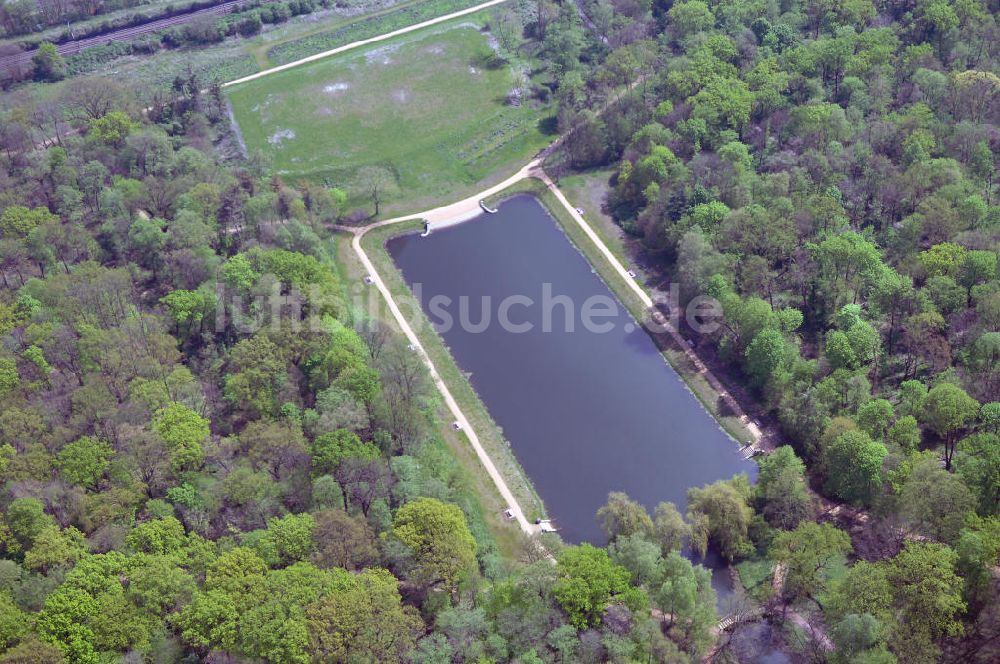 Luftaufnahme Dessau - Blick auf den Viereckteich am Beckerbruch bei Dessau