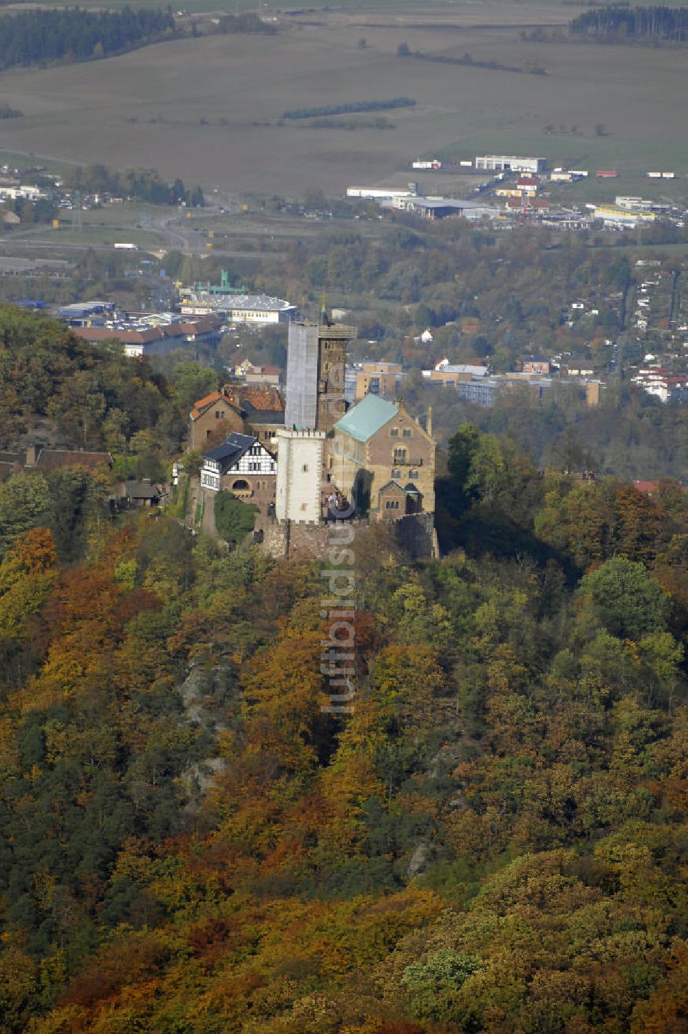 Luftbild EISENACH - Blick auf die Wartburg im Thüringer Wald