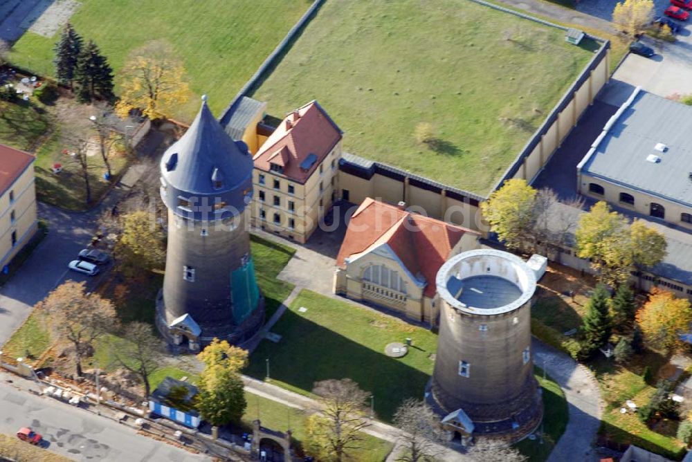 Leipzig aus der Vogelperspektive: Blick auf die Wassertürme in der Olbrichtstrasse