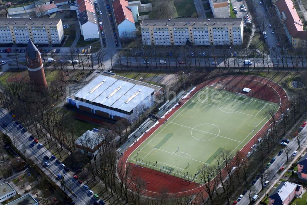 Bernau von oben - Blick auf den Wasserturm in Bernau