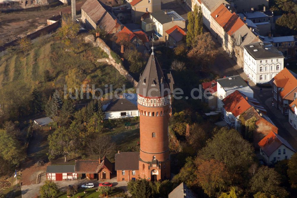 Luftbild Burg - Blick auf den Wasserturm in Burg bei Magdeburg