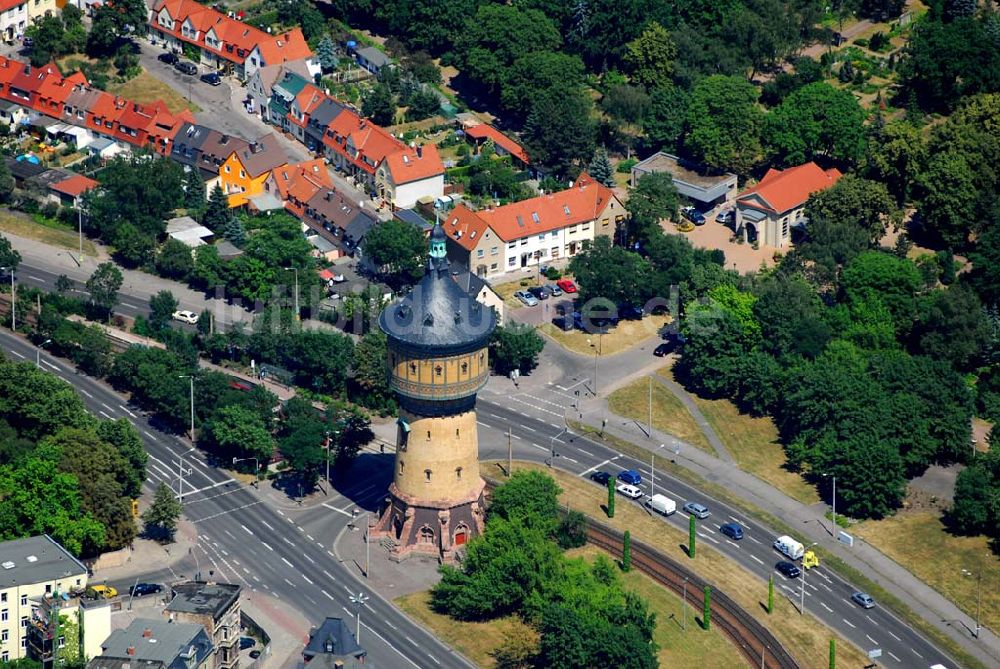 Halle/Saale aus der Vogelperspektive: Blick auf den Wasserturm an der der Paracelsusstraße, Nähe Roßplatz in Halle