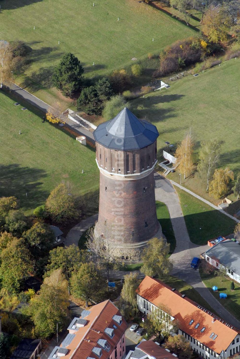 Luftaufnahme Leipzig - Blick auf den Wasserturm am Wasserwerk