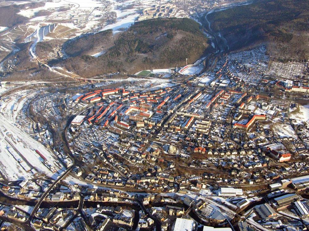 Schwarzenberg / Sachsen von oben - Blick auf das winterliche Bockau