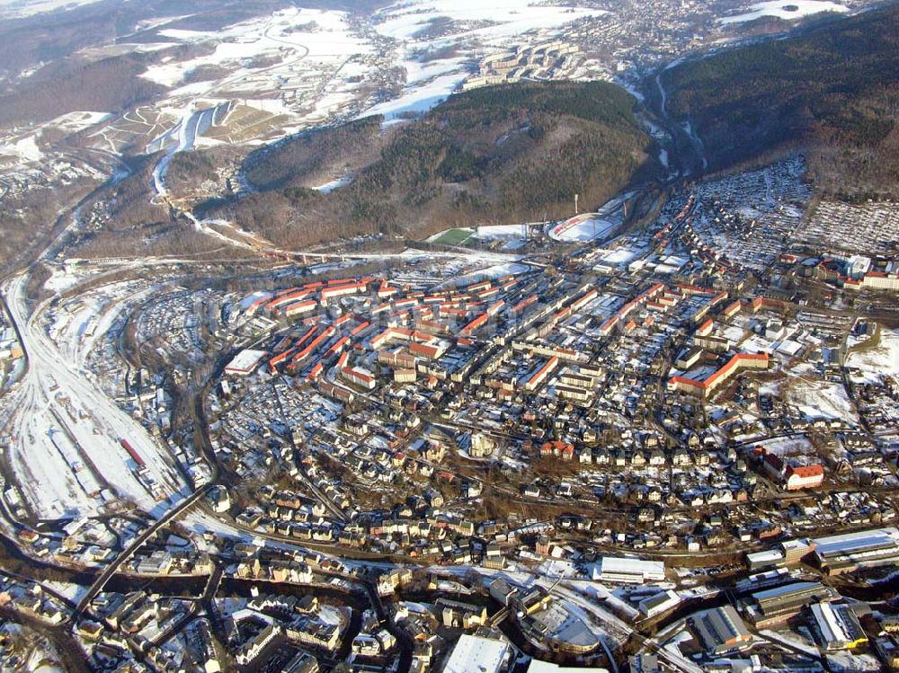 Schwarzenberg / Sachsen aus der Vogelperspektive: Blick auf das winterliche Bockau