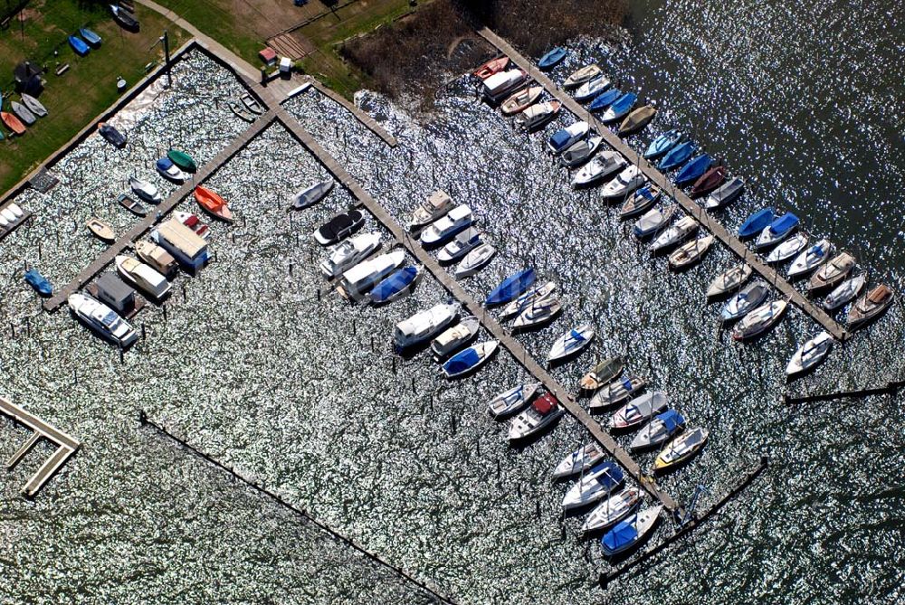 Diensdorf am Scharmützelsee (Brandenburg) aus der Vogelperspektive: Blick auf den Yachtclub-Hafen in Diensdorf (Brandenburg)