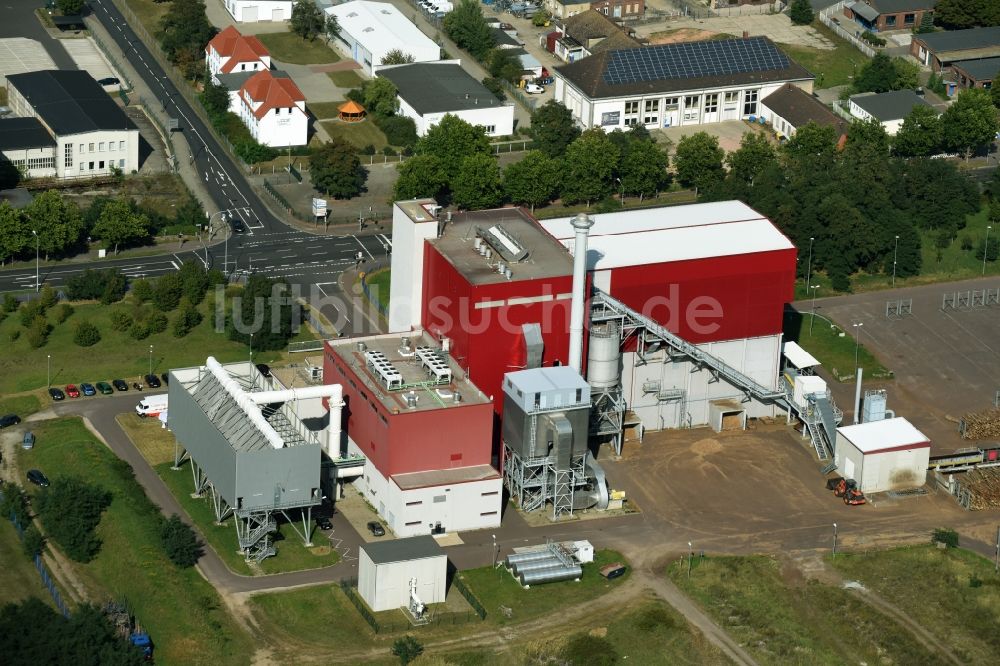 Piesteritz aus der Vogelperspektive: Blockheizkraftwerk - regionalen Heizkraftwerkes - Biomasseheizkraftwerk in Piesteritz im Bundesland Sachsen-Anhalt, Deutschland