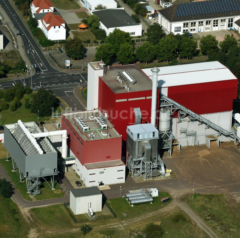 Luftbild Piesteritz - Blockheizkraftwerk - regionalen Heizkraftwerkes - Biomasseheizkraftwerk in Piesteritz im Bundesland Sachsen-Anhalt, Deutschland