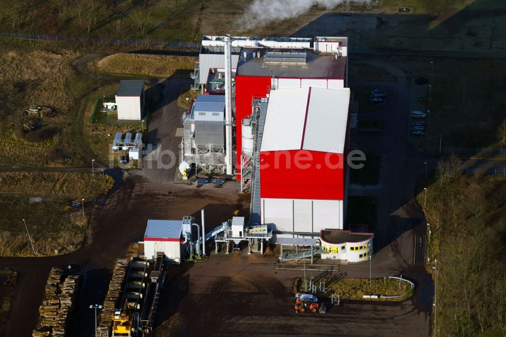 Piesteritz aus der Vogelperspektive: Blockheizkraftwerk - regionalen Heizkraftwerkes - Biomasseheizkraftwerk in Piesteritz im Bundesland Sachsen-Anhalt, Deutschland