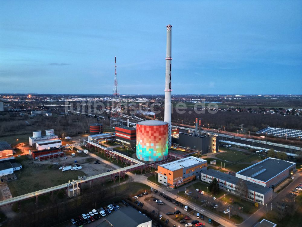 Halle (Saale) von oben - Blockheizkraftwerk - regionalen Heizkraftwerkes an der Dieselstraße in Halle (Saale) im Bundesland Sachsen-Anhalt, Deutschland