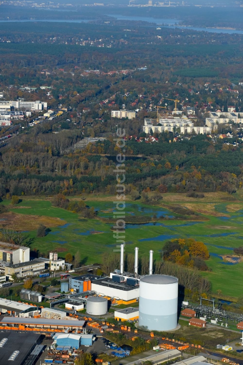 Luftaufnahme Potsdam - Blockheizkraftwerk - regionalen Heizkraftwerkes der Stadtwerke Potsdam GmbH im Ortsteil Potsdam Süd in Potsdam im Bundesland Brandenburg, Deutschland