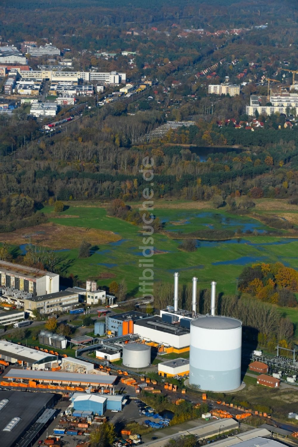 Potsdam von oben - Blockheizkraftwerk - regionalen Heizkraftwerkes der Stadtwerke Potsdam GmbH im Ortsteil Potsdam Süd in Potsdam im Bundesland Brandenburg, Deutschland