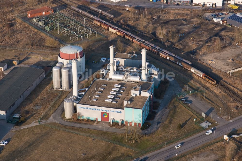 Luftbild Brandenburg an der Havel - Blockheizkraftwerk - regionalen Heizkraftwerkes an der Upstallstraße in Brandenburg an der Havel im Bundesland Brandenburg, Deutschland