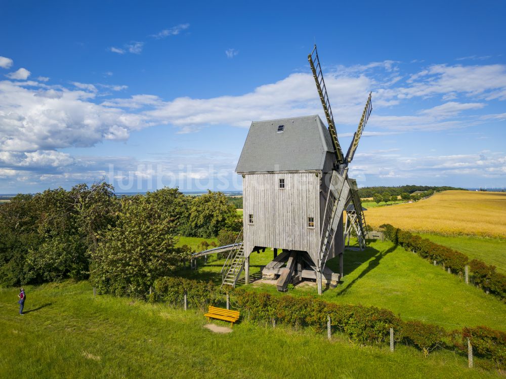 Liebschützberg von oben - Bockwindmühle in Liebschützberg im Bundesland Sachsen, Deutschland