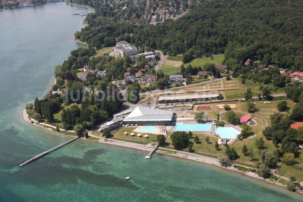 Luftaufnahme Konstanz - Bodensee- Therme am Ufer des Bodensees in Konstanz im Bundesland Baden-Württemberg