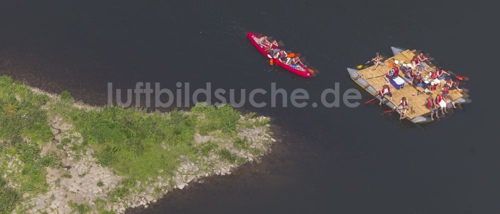 Luftbild Hattingen - Bootfahren und Kanufahren auf der Ruhr bei Hattingen im Bundesland Nordrhein-Westfalen