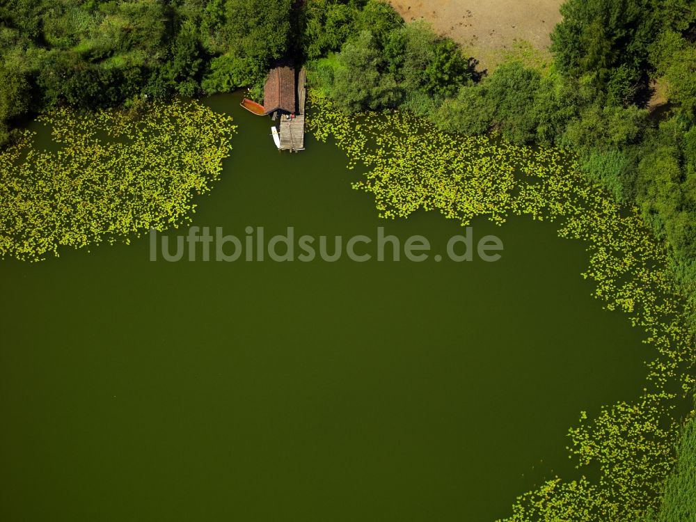 Luftaufnahme Chieming - Bootshütte in Chieming am Ostufer des Chiemsees im Bundesland Bayern