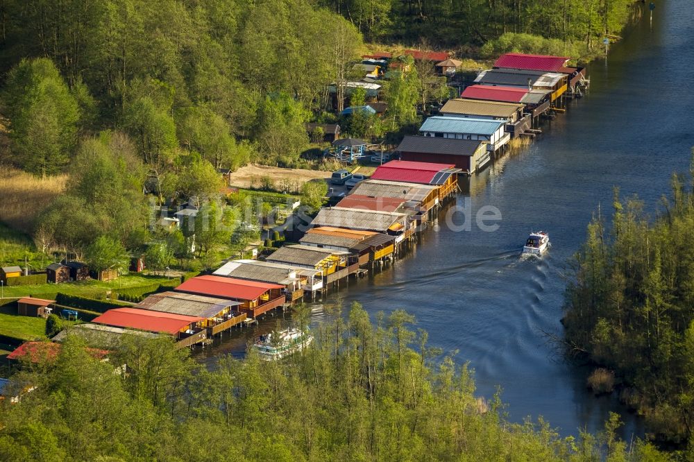 Luftaufnahme Mirow - Bootshäuser am Mirower See in Mirow im Bundesland Mecklenburg-Vorpommern