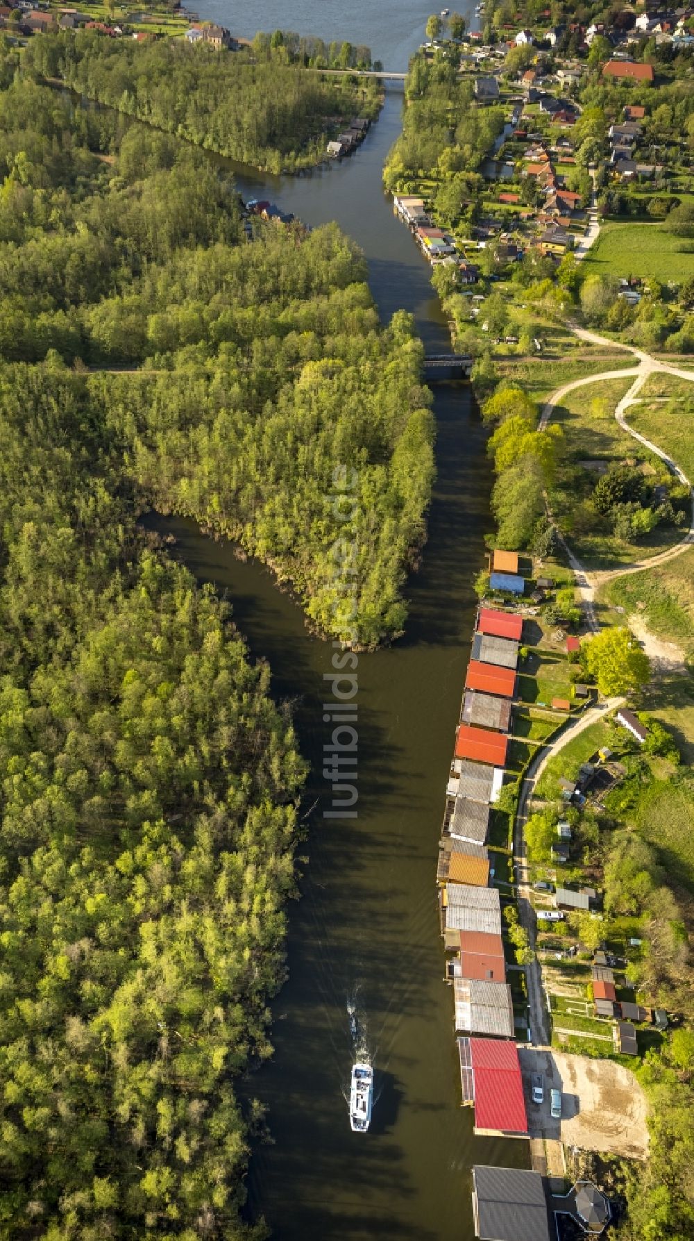 Luftaufnahme Mirow - Bootshäuser am Mirower See in Mirow im Bundesland Mecklenburg-Vorpommern