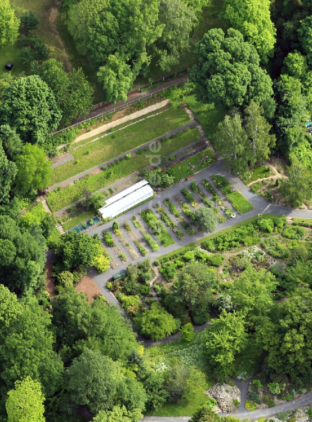 Luftbild Jena - Botanischer Garten in Jena im Bundesland Thüringen