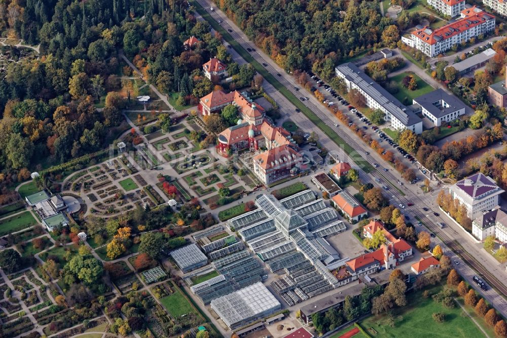 Luftaufnahme München - Botanischer Garten in München Nymphenburg im Bundesland Bayern
