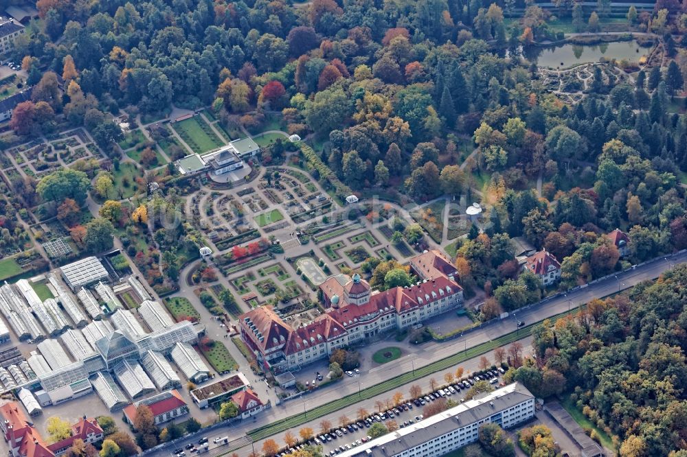 München von oben - Botanischer Garten in München Nymphenburg im Bundesland Bayern