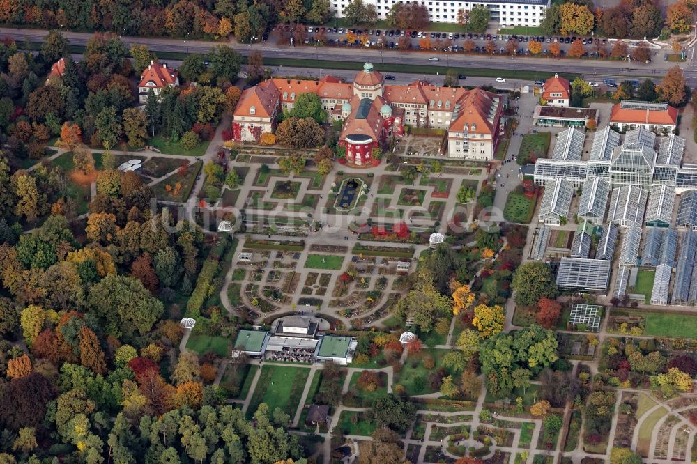 München von oben - Botanischer Garten in München Nymphenburg im Bundesland Bayern