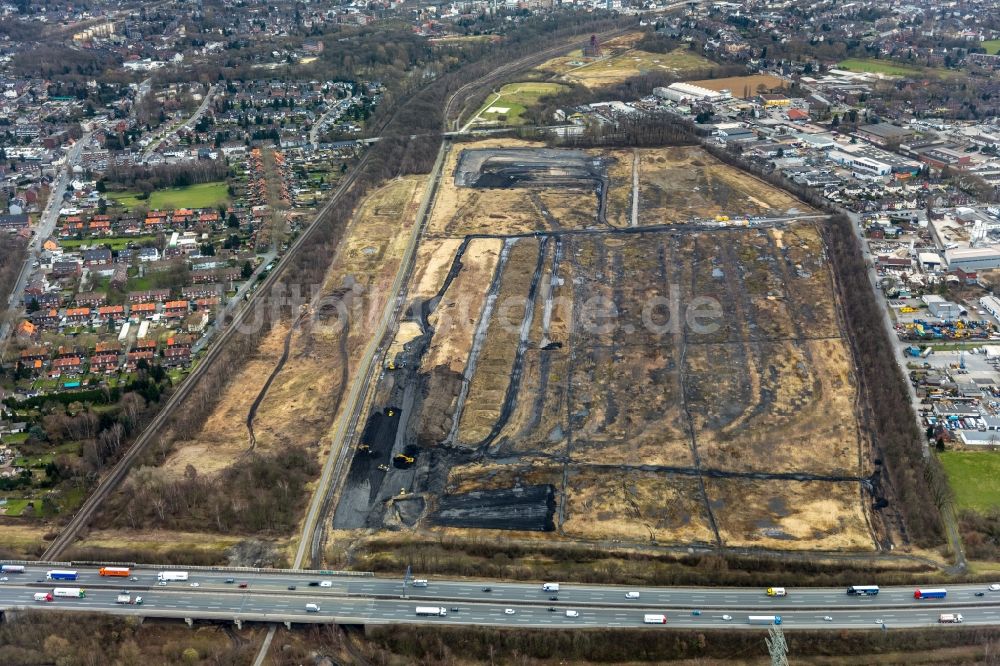 Oberhausen von oben - Brachfläche und Baugrund auf dem ehemaligen Gelände der Ruhrkohle AG an der Waldteichstraße im Stadtteil Sterkrade in Oberhausen im Bundesland Nordrhein-Westfalen