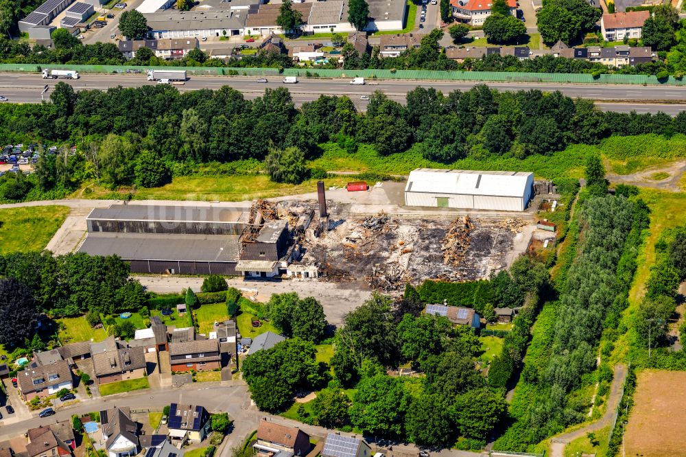 Luftbild Recklinghausen - Brandeinwirkung auf die Lagerplatz- und Abstellflächen in Recklinghausen im Bundesland Nordrhein-Westfalen, Deutschland