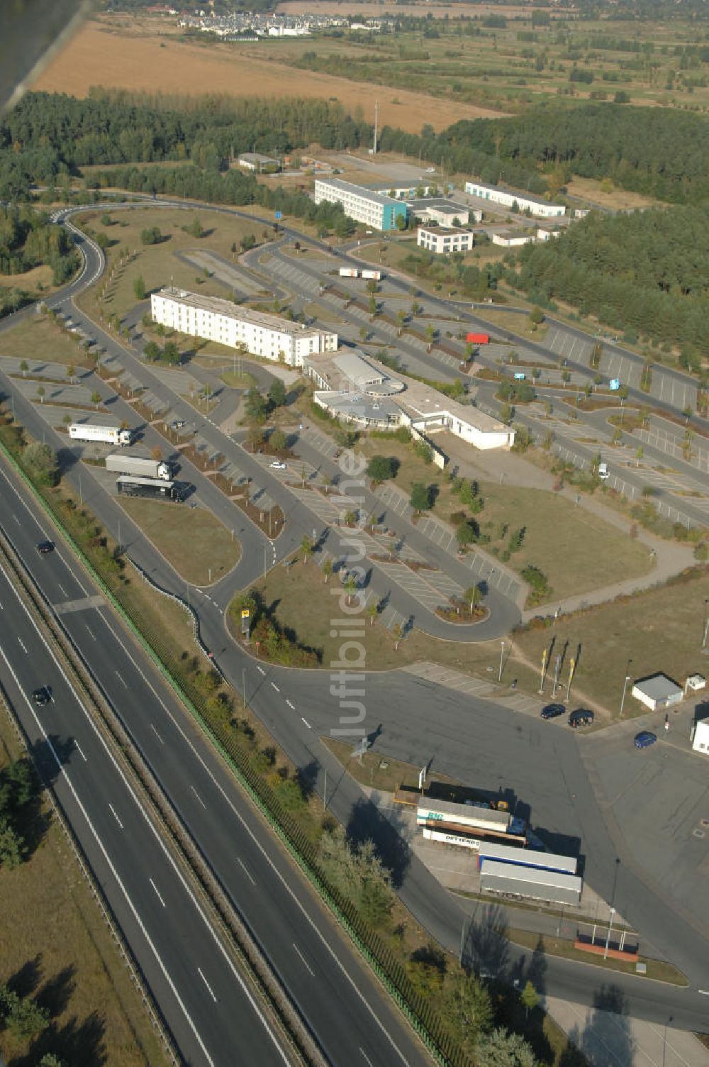 Stolpe von oben - Brandenburgisches Autobahnamt Stolpe an der Autobahn A 111