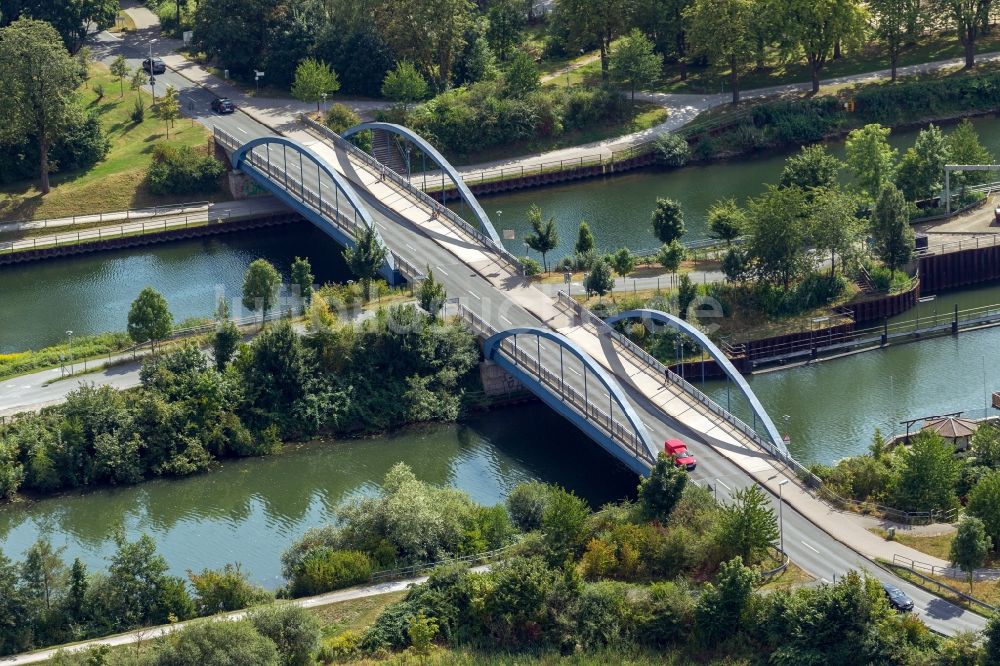 Hamm aus der Vogelperspektive: Brücke über dem Datteln-Hamm-Kanal in Hamm im Bundesland Nordrhein-Westfalen