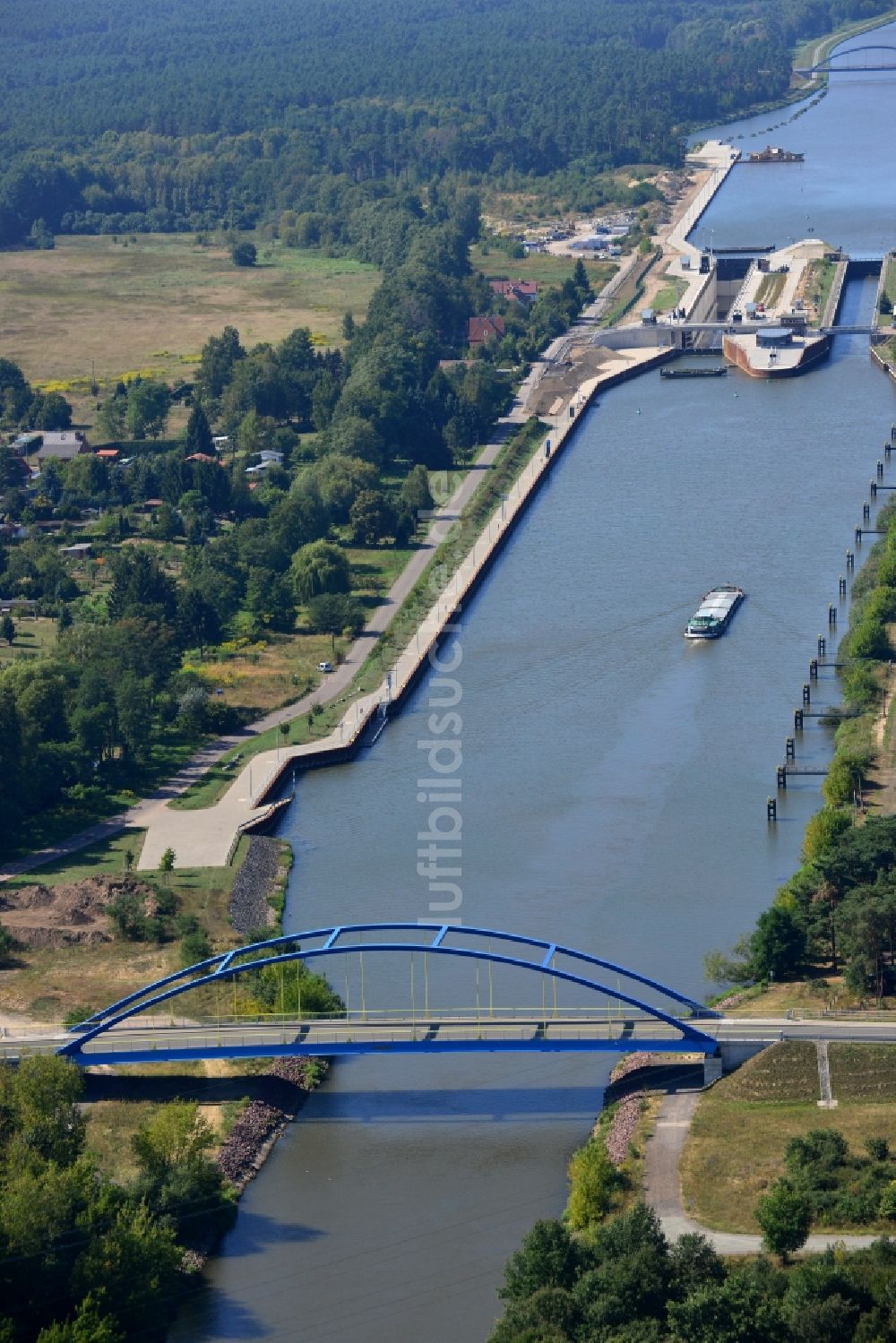 Luftaufnahme Wusterwitz - Brücke und Schleuse Wusterwitz im Bundesland Brandenburg