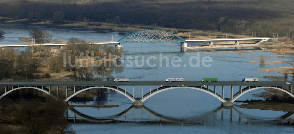 Luftbild Frankfurt / Oder - Brücken über die Oder bei Frankfurt (Oder)