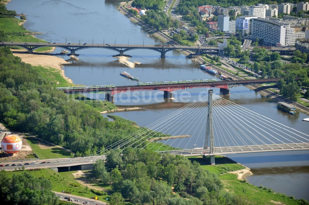 Luftaufnahme Warschau / Warszawa - Brücken über die Weichsel in Warschau / Warszawa in Polen