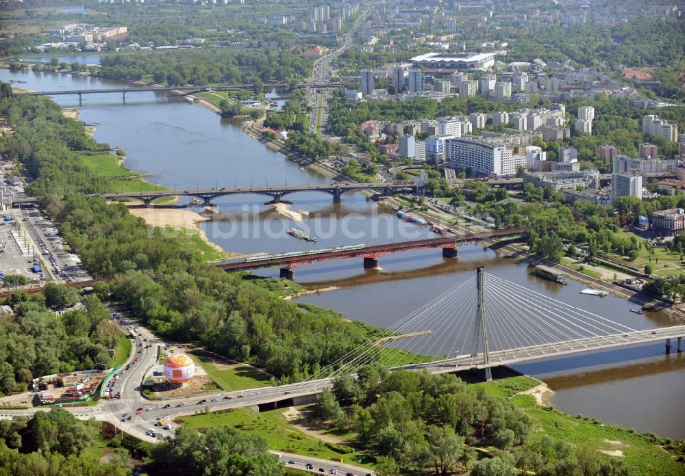 Warschau / Warszawa von oben - Brücken über die Weichsel in Warschau / Warszawa in Polen