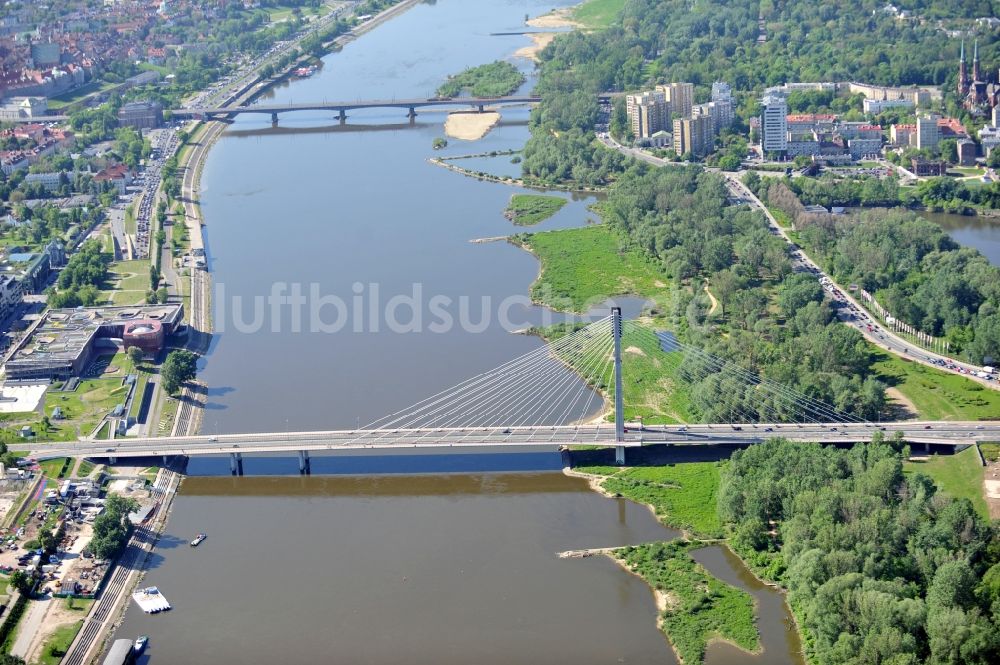 Warschau / Warszawa aus der Vogelperspektive: Brücken über die Weichsel in Warschau / Warszawa in Polen