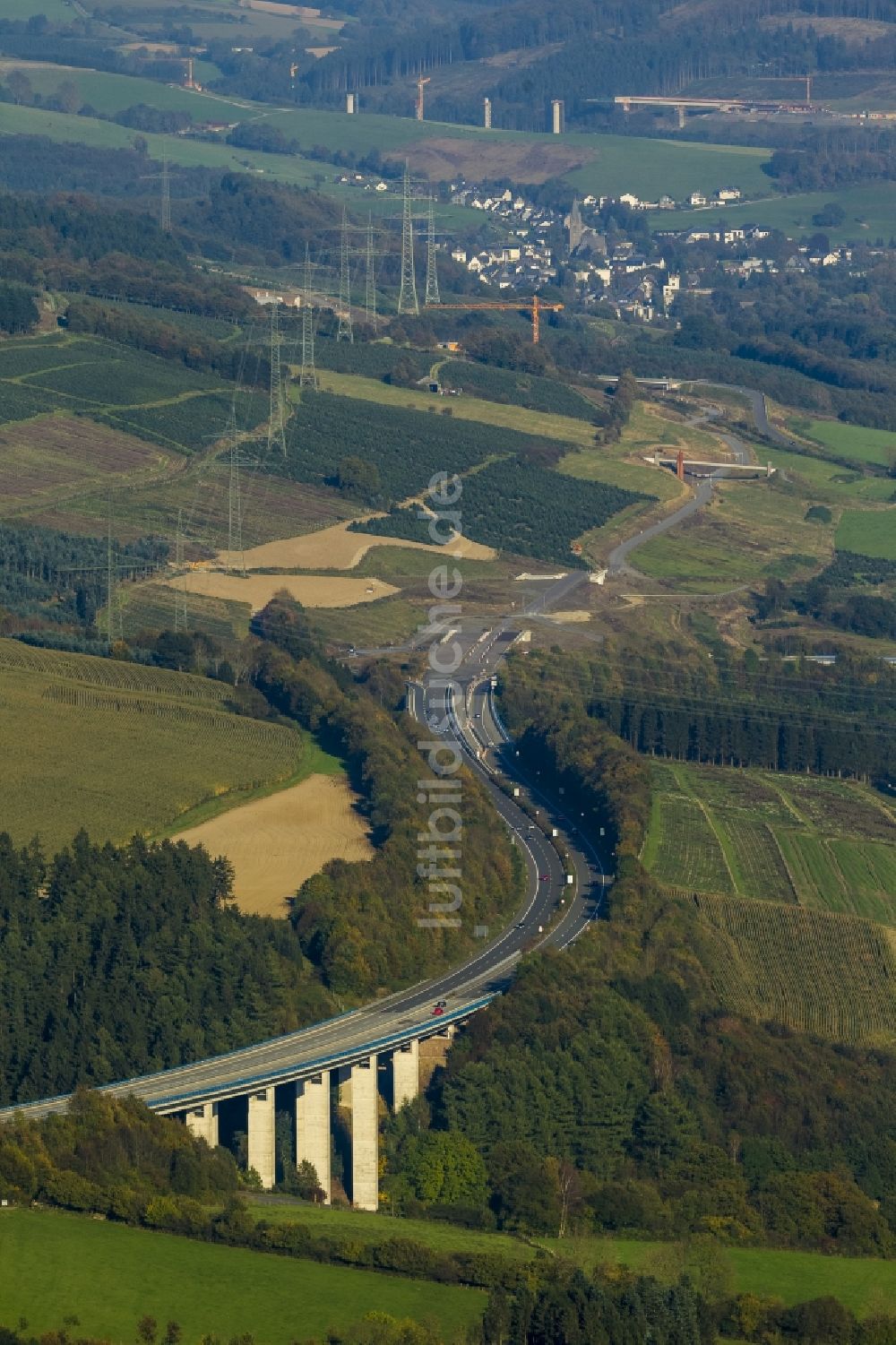 Luftaufnahme Bestwig - Brückenarbeiten in Bestwig im Bundesland Nordrhein-Westfalen