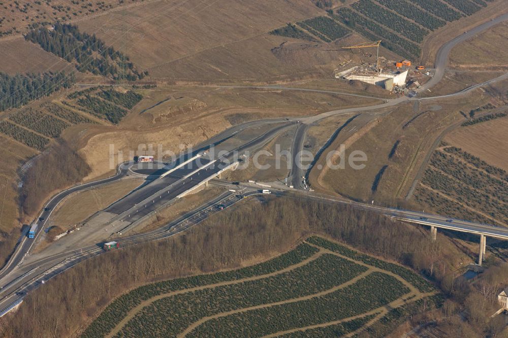 Luftbild Bestwig - Brückenbau und Anschlussstelle Bestwig der Autobahn A 64