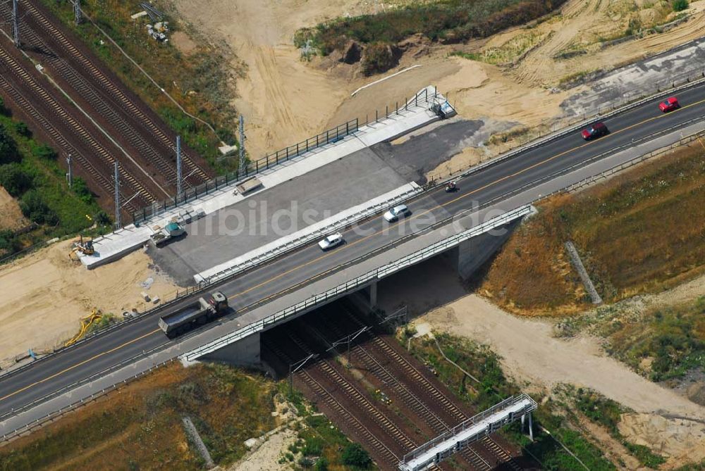 Luftbild Mahlow - Brückenbau an der Ortsumgehung B96 durch die Schälerbau Berlin GmbH