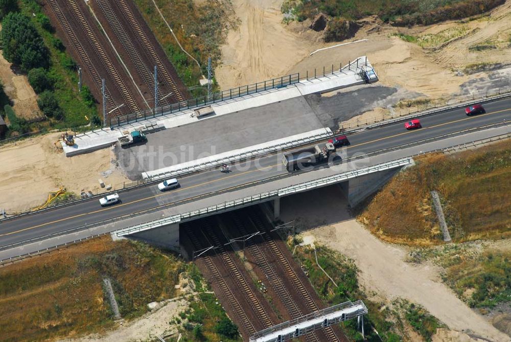 Luftaufnahme Mahlow - Brückenbau an der Ortsumgehung B96 durch die Schälerbau Berlin GmbH