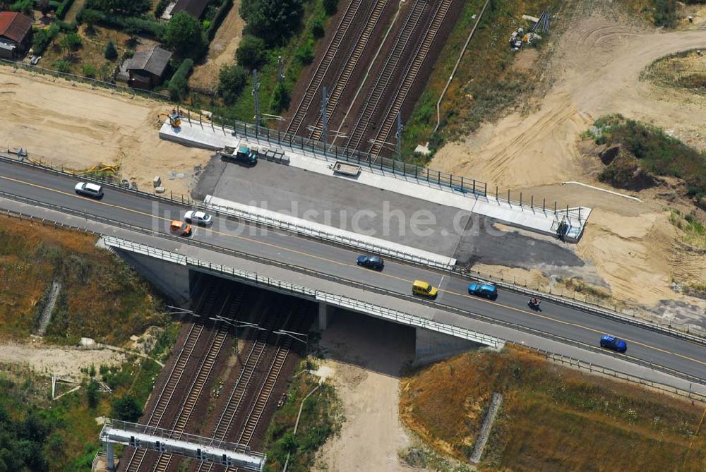 Luftbild Mahlow - Brückenbau an der Ortsumgehung B96 durch die Schälerbau Berlin GmbH