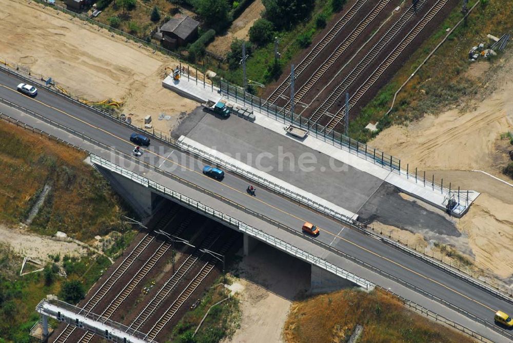 Luftaufnahme Mahlow - Brückenbau an der Ortsumgehung B96 durch die Schälerbau Berlin GmbH